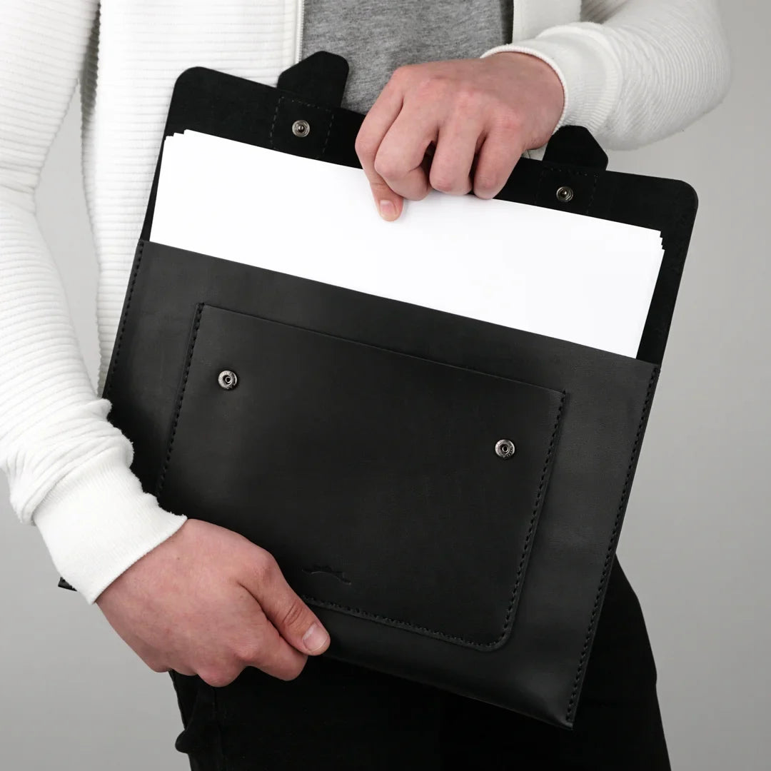 Folder Document Case –Black Genuine Calf Leather
