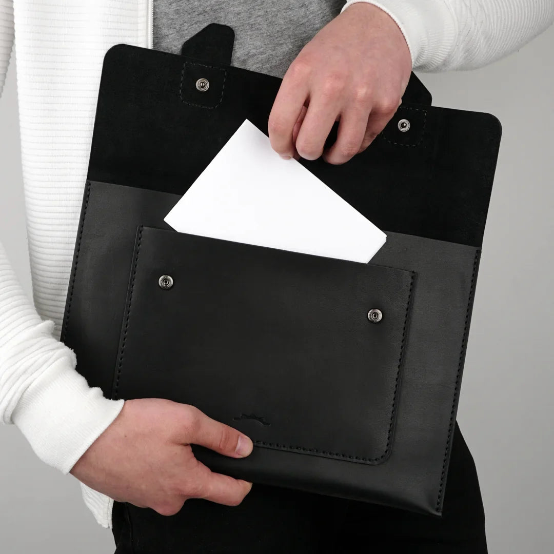Folder Document Case –Black Genuine Calf Leather